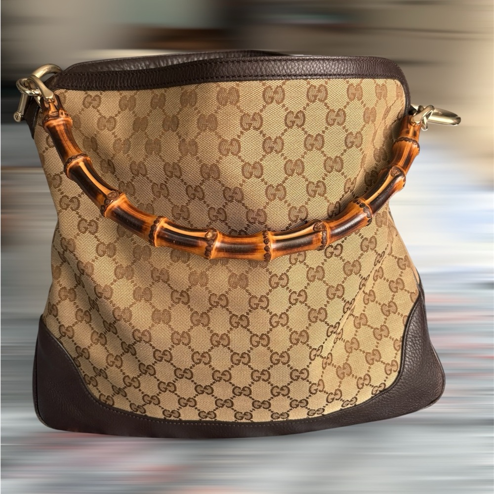 Gucci Canvas Diana Satchel with Bamboo Detail